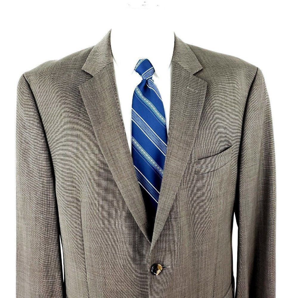 Joe Joseph Abboud Wool 2 Button Blazer 42r Beige Nailshead Jacket